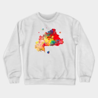 Burkina Faso Map Watercolor Painting Crewneck Sweatshirt